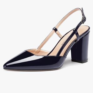 BRAND NEW H&M BLOCK HEEL POINTED TOE SLINGBACK PUMP